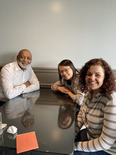 The author sits with two leaders who constantly inspire her with how they practice curiosity: Robert Britten (left), executive director of Equity, Diversity, and Inclusion (EDI) at Lake Washington Institute of Technology, and Dr. Suzy Ames, president of Peninsula College (right).