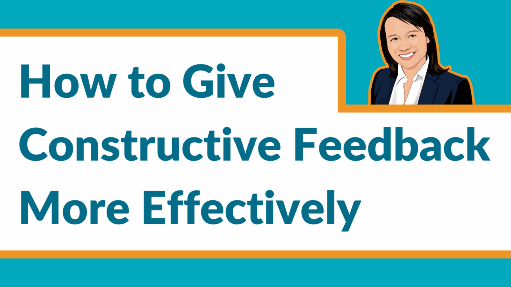 Title card for How to give constructive feedback more effectively with illustration of a woman