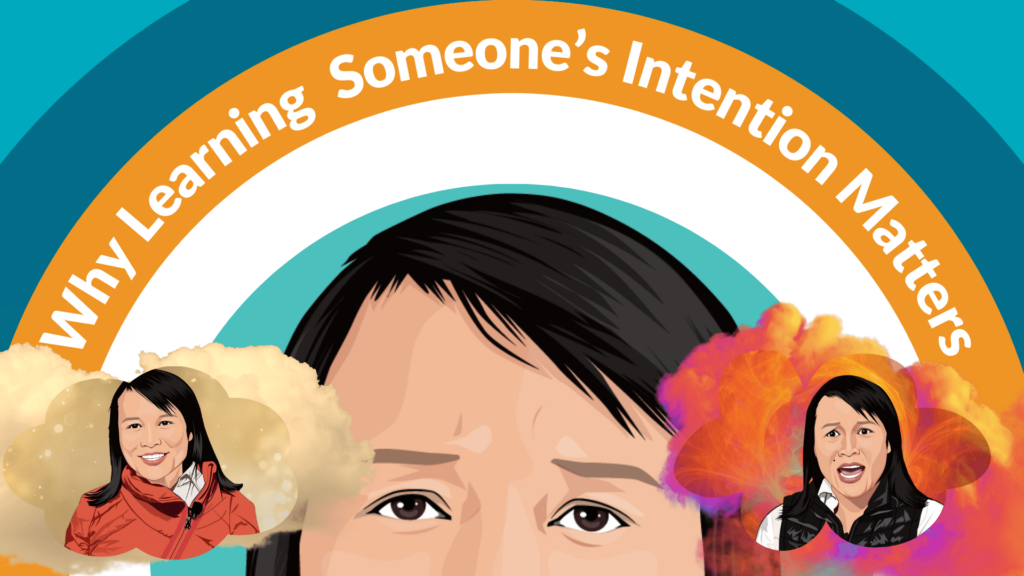 Title card for why learning someone's intention matters with illustration of a woman