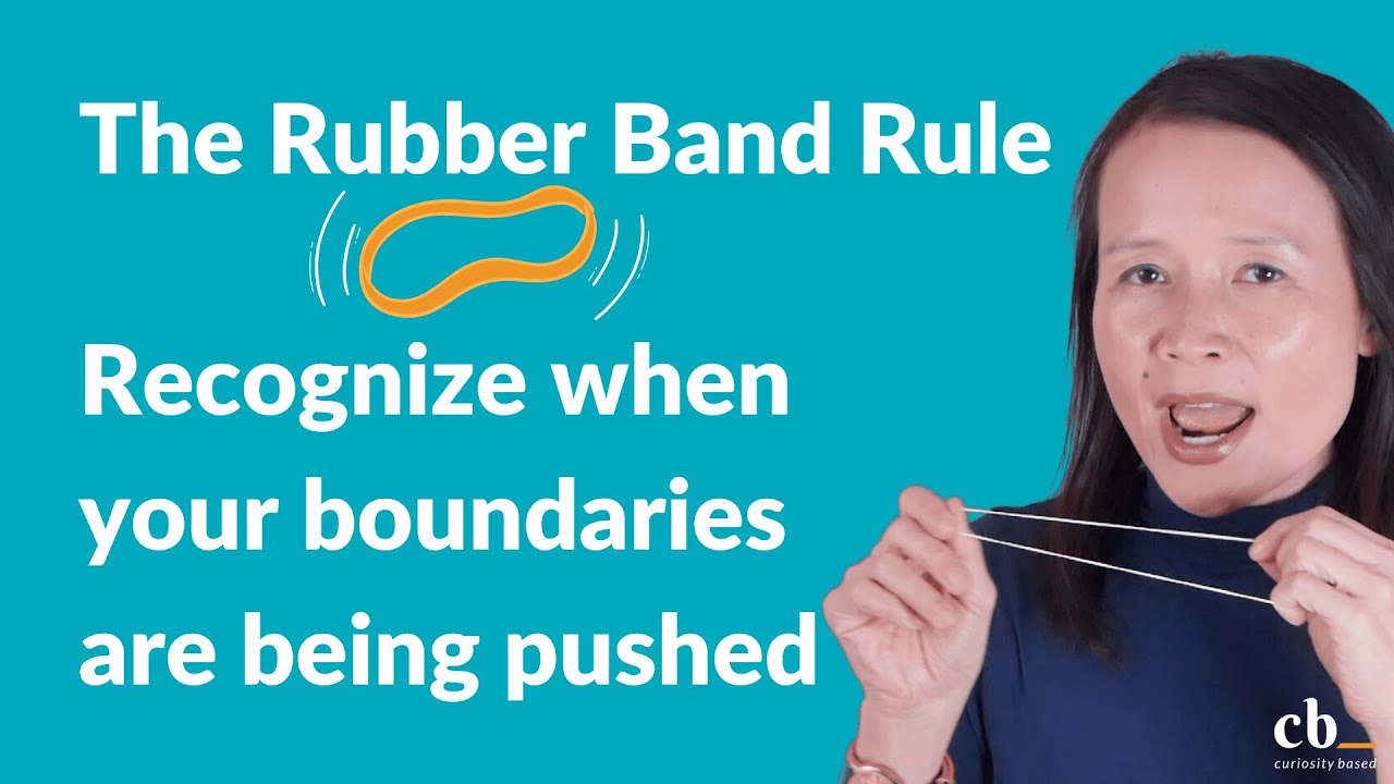 Title Card for the Rubber Band Rule with image of a woman stretching a rubber band