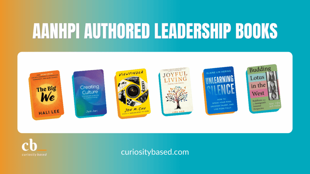 AANHPI Authored Leadership Books Displaying in a digital banner